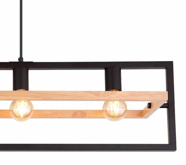 Landelijke bruine houten hanglamp Globo Erica - Image 3