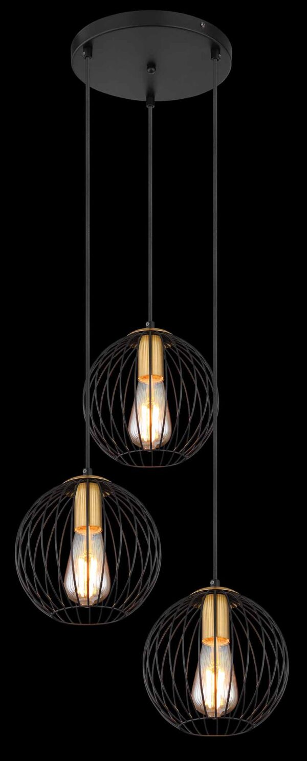 Globo Eusebius hanglamp – ø 39 cm – E27 (grote fitting) – Zwart - Image 3