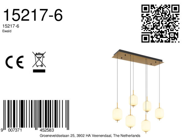 Metalen klassieke messing hanglamp Globo Ewald - Image 6