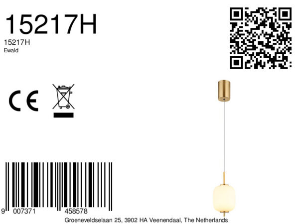 Globo Ewald hanglamp – ø 13,5 cm – Ingebouwd (LED) – Messing - Image 6