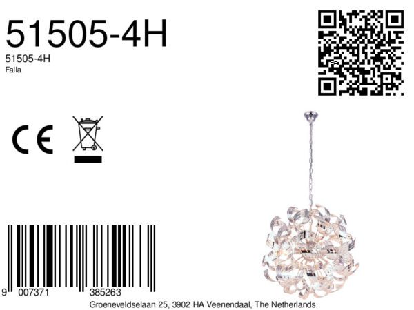 Globo Falla hanglamp – ø 50 cm – E14 (kleine fitting) – Chroom - Image 5