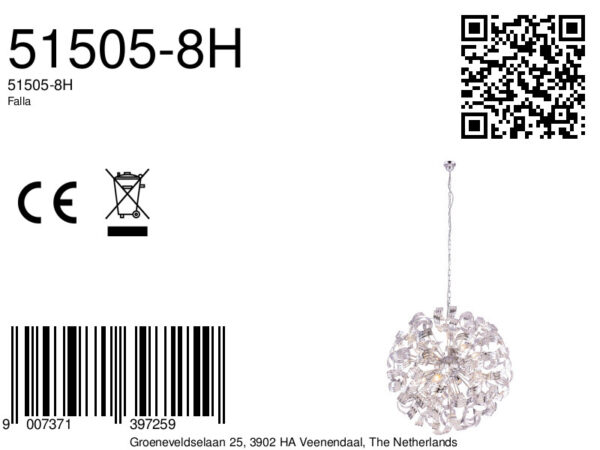 Globo Falla hanglamp – ø 70 cm – E14 (kleine fitting) – Chroom - Image 5