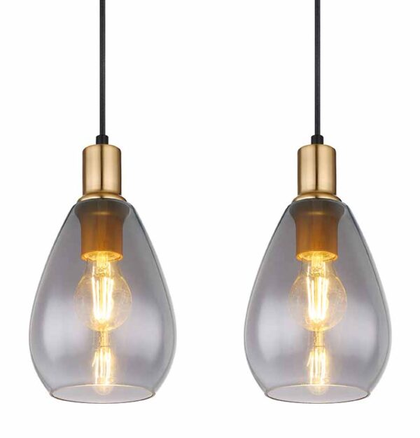 Hanglamp glas metaal klassiek zwart Globo Fanni - Image 3