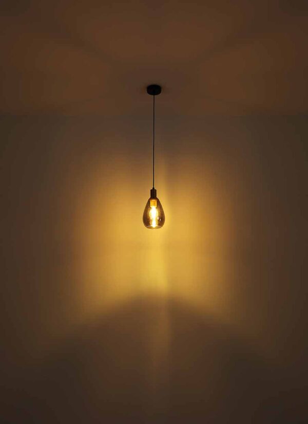 Hanglamp glas metaal klassiek zwart Globo Fanni - Image 4