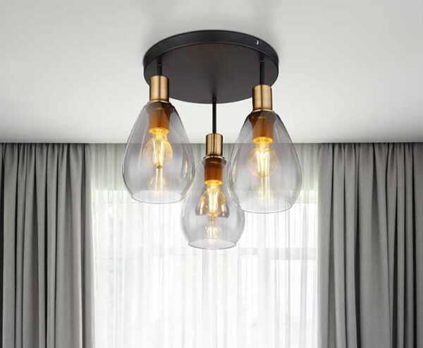 Globo Fanni plafonniere – ø 38 cm – E27 (grote fitting) – Zwart - Image 5