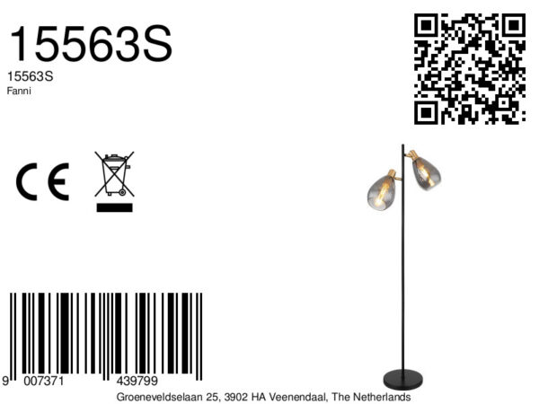 Globo Fanni vloerlamp – E27 (grote fitting) – Zwart - Image 6