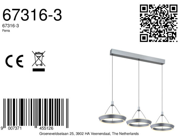 Globo Ferra hanglamp – Ingebouwd (LED) – Grijs - Image 5