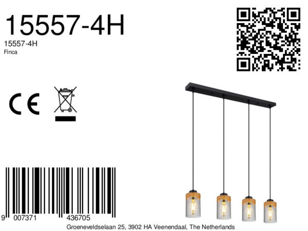 Globo Finca hanglamp – E27 (grote fitting) – Zwart - Image 5