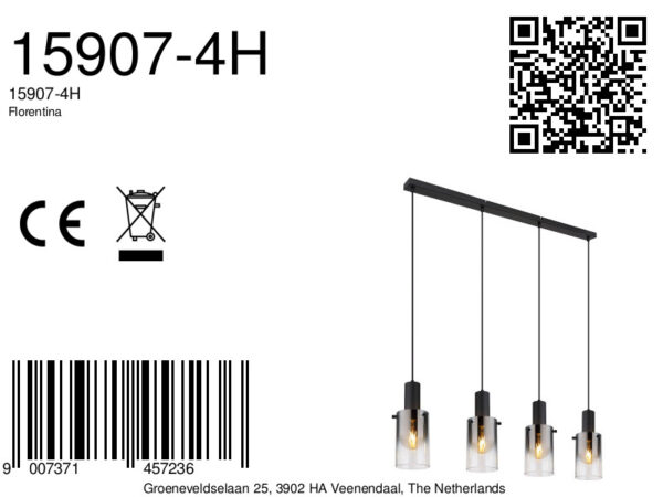 Globo Florentina hanglamp – E27 (grote fitting) – Zwart - Image 5