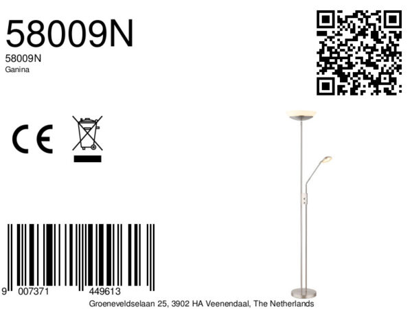Globo Ganina vloerlamp – ø 29 cm – Ingebouwd (LED) – Nikkel - Image 5