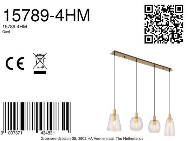 Globo Garri hanglamp – E14 (kleine fitting) – Messing - Image 5