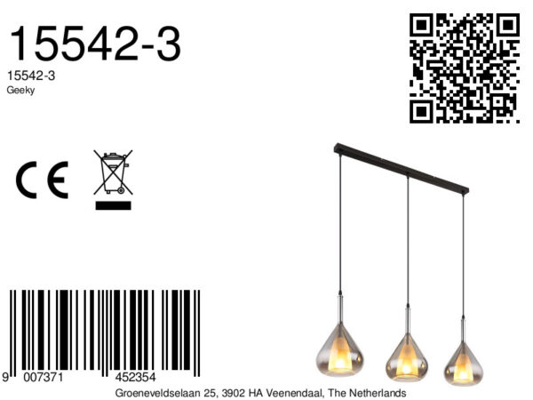 Zwarte klassieke hanglamp metaal Globo Geeky - Image 6