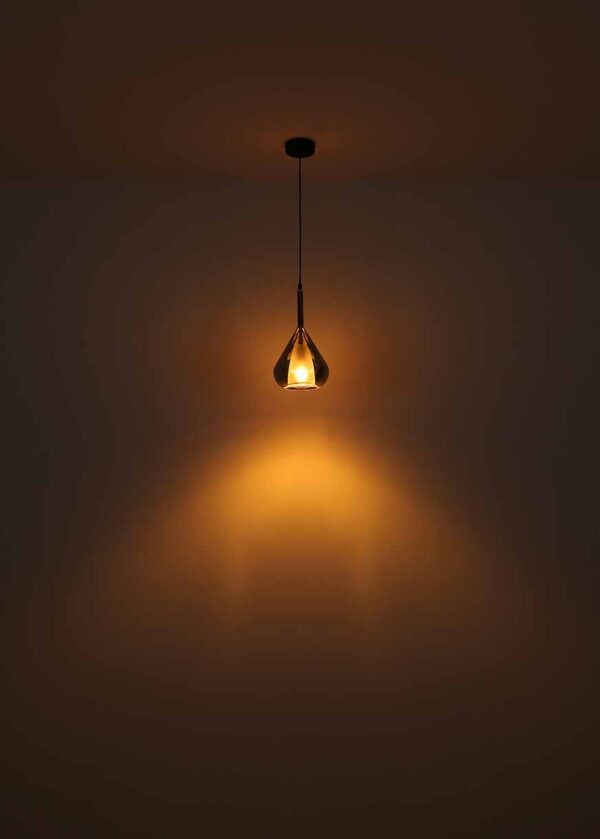 Zwarte hanglamp klassiek rookglas Globo Geeky - Image 3