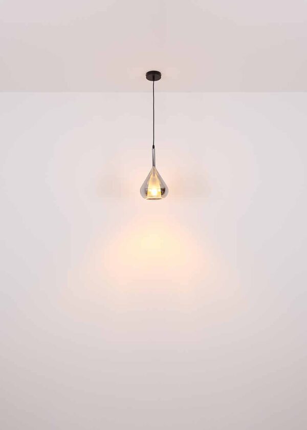 Zwarte hanglamp klassiek rookglas Globo Geeky - Image 4