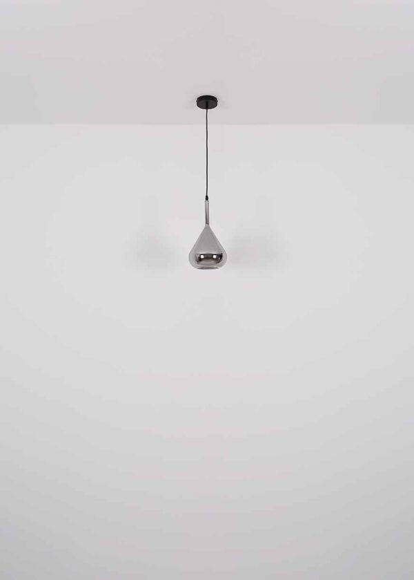 Zwarte hanglamp klassiek rookglas Globo Geeky - Image 5
