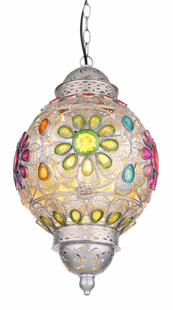 Globo Gelasius hanglamp – ø 27 cm – E27 (grote fitting) – Zilver