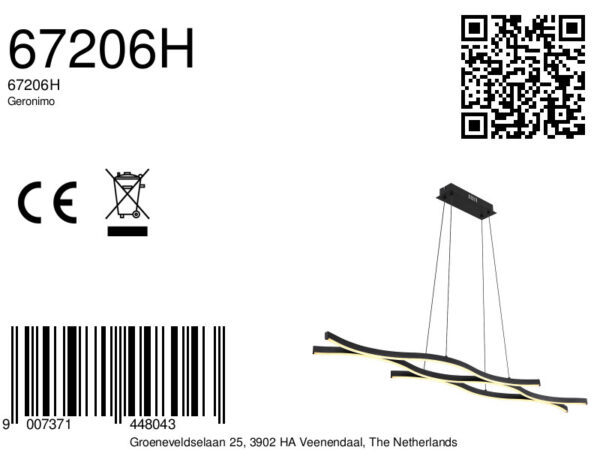 Globo Geronimo hanglamp – Ingebouwd (LED) – Zwart - Image 5