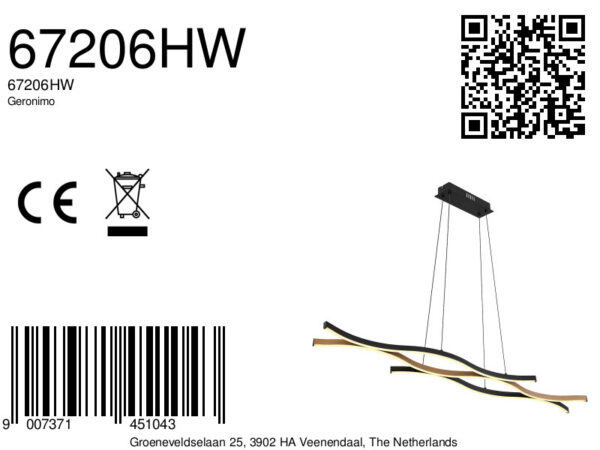 Globo Geronimo hanglamp – Ingebouwd (LED) – Zwart - Image 5