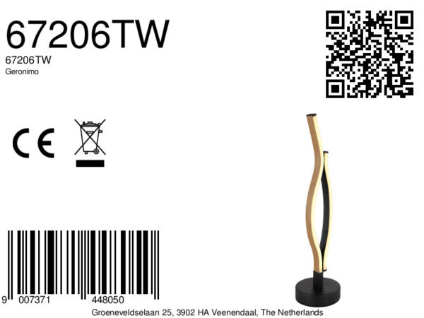 Globo Geronimo tafellamp – ø 12 cm – Ingebouwd (LED) – Zwart - Image 5