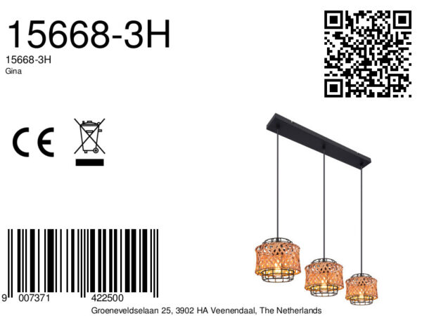 Globo Gina hanglamp – E27 (grote fitting) – Zwart - Image 5