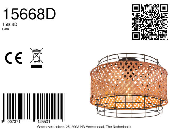 Globo Gina plafonniere – ø 35 cm – E27 (grote fitting) – Zwart - Image 5