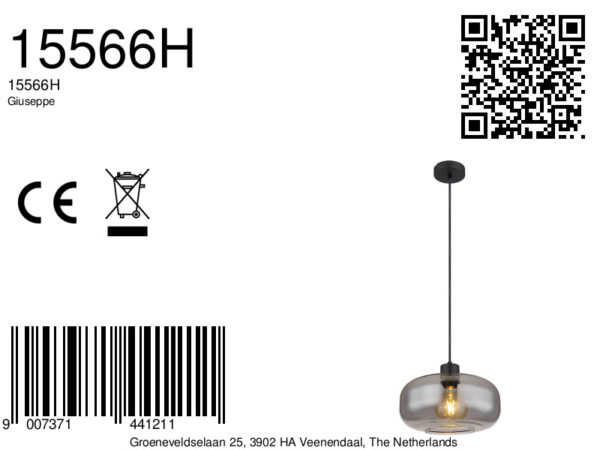 Ronde zwarte moderne hanglamp Globo Giuseppe - Image 6