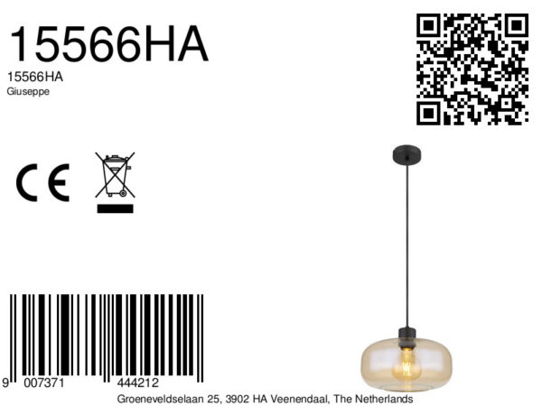 Globo Giuseppe hanglamp – ø 28 cm – E27 (grote fitting) – Zwart - Image 6