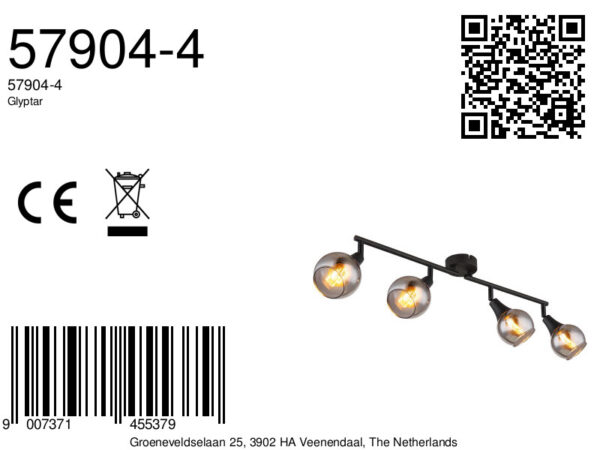 Globo Glyptar spot – E14 (kleine fitting) – Zwart - Image 5