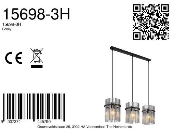 Globo Gorley hanglamp – E27 (grote fitting) – Zwart - Image 5