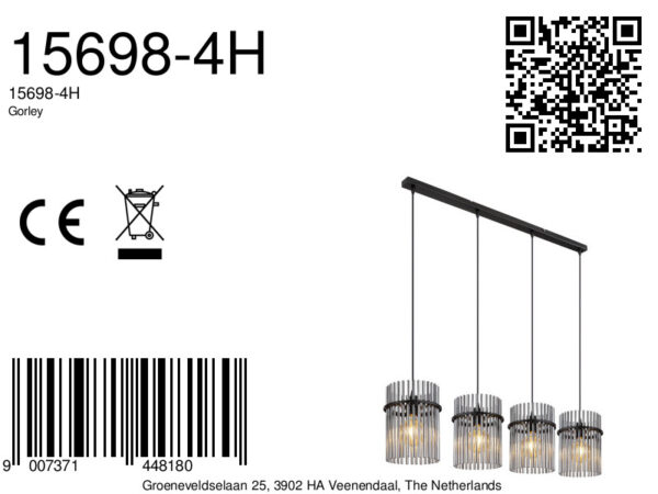 Globo Gorley hanglamp – E27 (grote fitting) – Zwart - Image 5