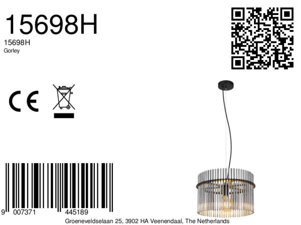 Globo Gorley hanglamp – ø 40 cm – E27 (grote fitting) – Zwart - Image 5