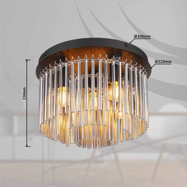 Metalen zwarte klassieke plafondlamp Globo Gorley - Image 4