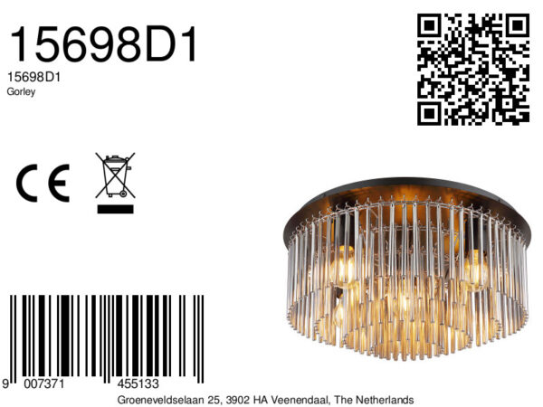 Globo Gorley plafonniere – ø 50 cm – E27 (grote fitting) – Zwart - Image 5
