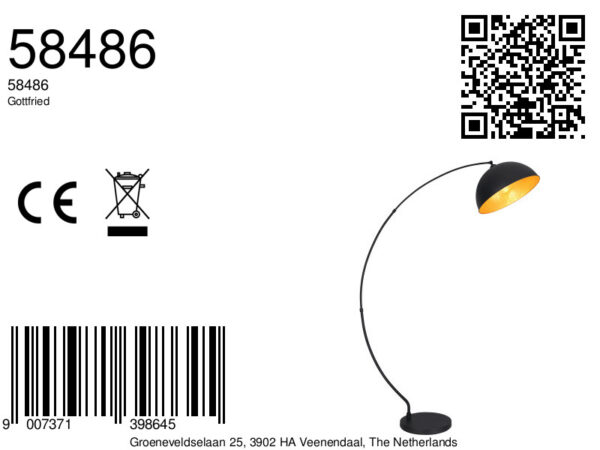 Globo Gottfried vloerlamp – E27 (grote fitting) – Zwart - Image 5