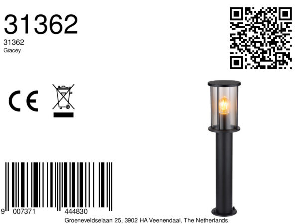 Metalen moderne buitenlamp zwart Globo Gracey - Image 5