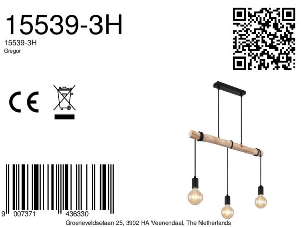 Globo Gregor hanglamp – E27 (grote fitting) – Zwart - Image 6