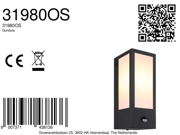 Globo Gundula wandlamp – E27 (grote fitting) – Zwart - Image 4