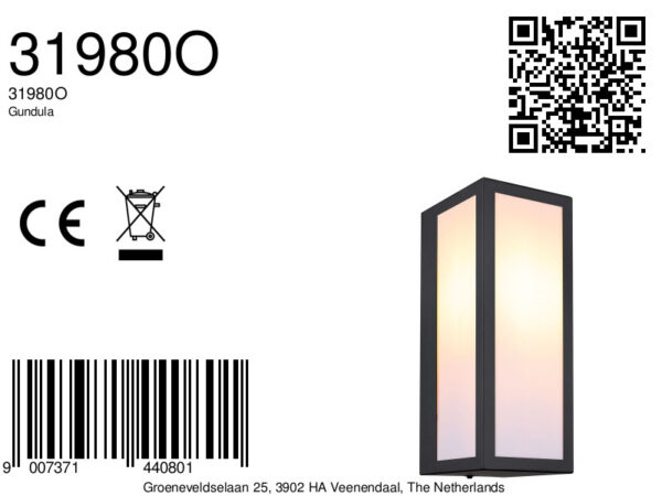 Globo Gundula wandlamp – E27 (grote fitting) – Zwart - Image 5