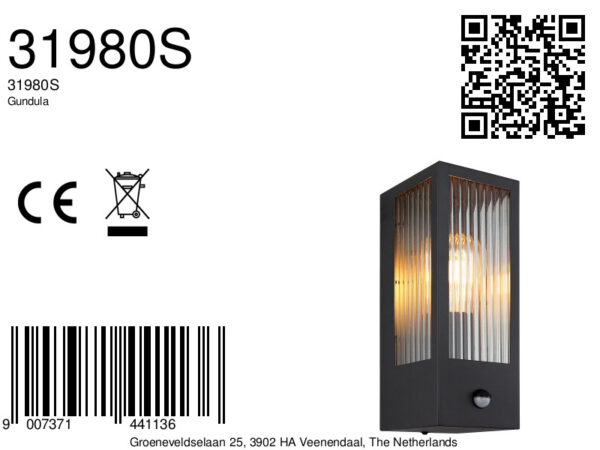 Globo Gundula wandlamp – E27 (grote fitting) – Zwart - Image 5