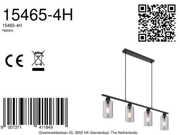 Globo Hadera hanglamp – E27 (grote fitting) – Zwart - Image 6