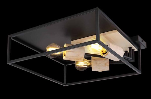 Globo Hagar plafonniere – E27 (grote fitting) – Zwart - Image 5