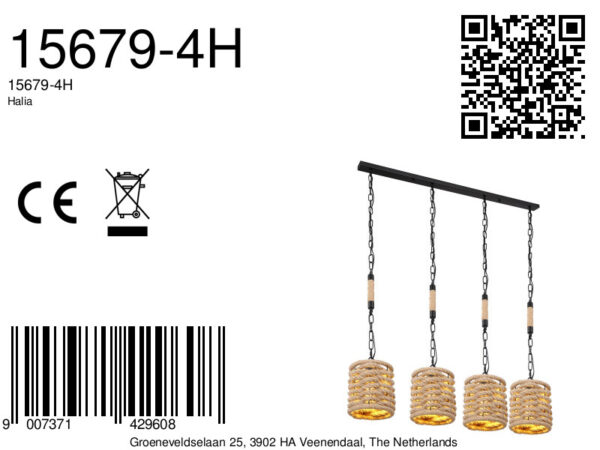 Globo Halia hanglamp – E27 (grote fitting) – Zwart - Image 5