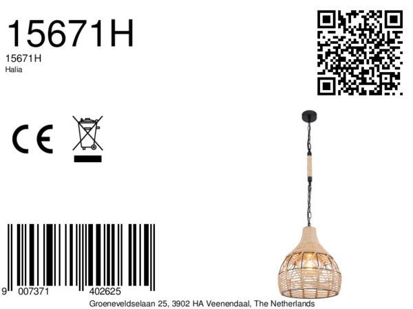 Globo Halia hanglamp – ø 30 cm – E27 (grote fitting) – Zwart - Image 5