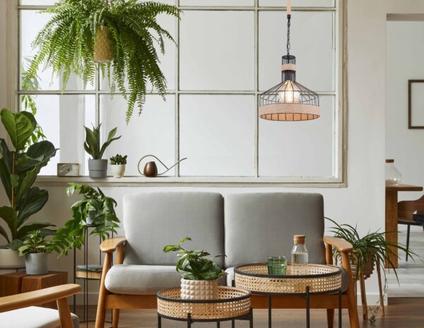 Globo Halia hanglamp – ø 35 cm – E27 (grote fitting) – Zwart - Image 4