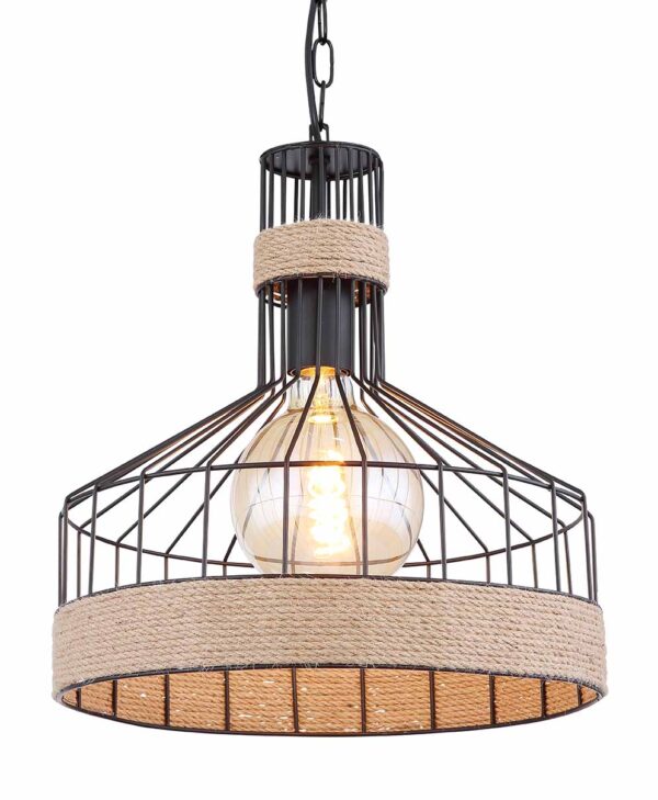 Globo Halia hanglamp – ø 35 cm – E27 (grote fitting) – Zwart