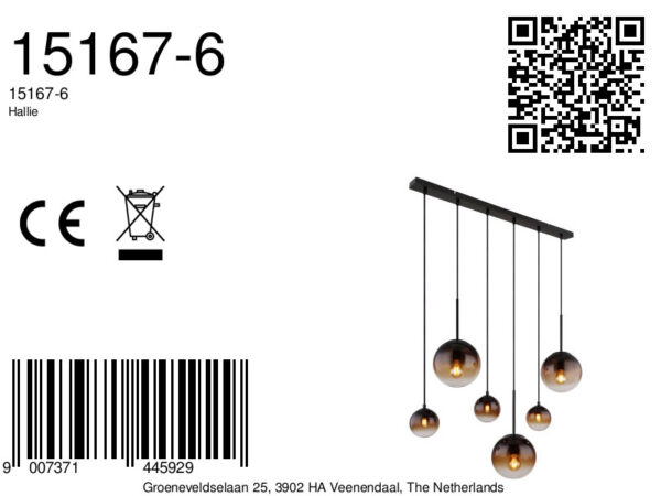 Globo Hallie hanglamp – E27 (grote fitting) – Zwart - Image 6