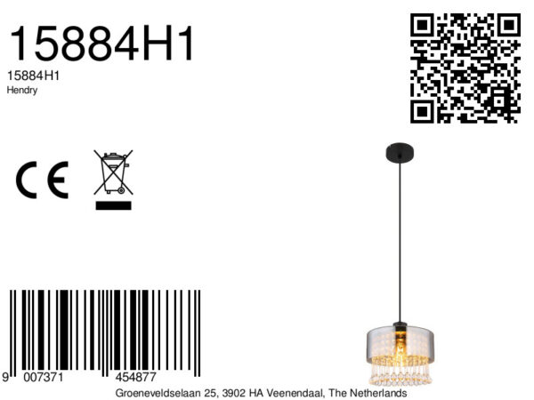 Globo Hendry hanglamp – ø 25 cm – E27 (grote fitting) – Zwart - Image 5