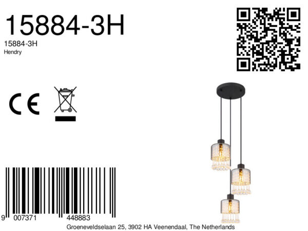 Globo Hendry hanglamp – ø 33 cm – E27 (grote fitting) – Zwart - Image 5