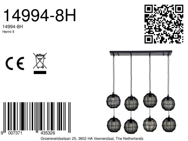 Globo Hermi ii hanglamp – E27 (grote fitting) – Zwart - Image 2