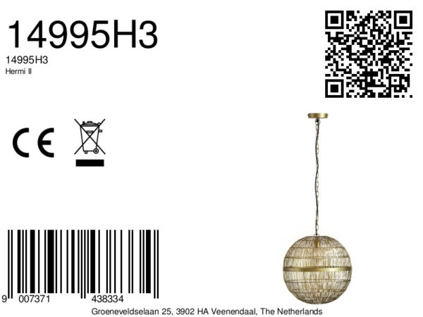 Globo Hermi ii hanglamp – ø 50 cm – E27 (grote fitting) – Brons - Image 2